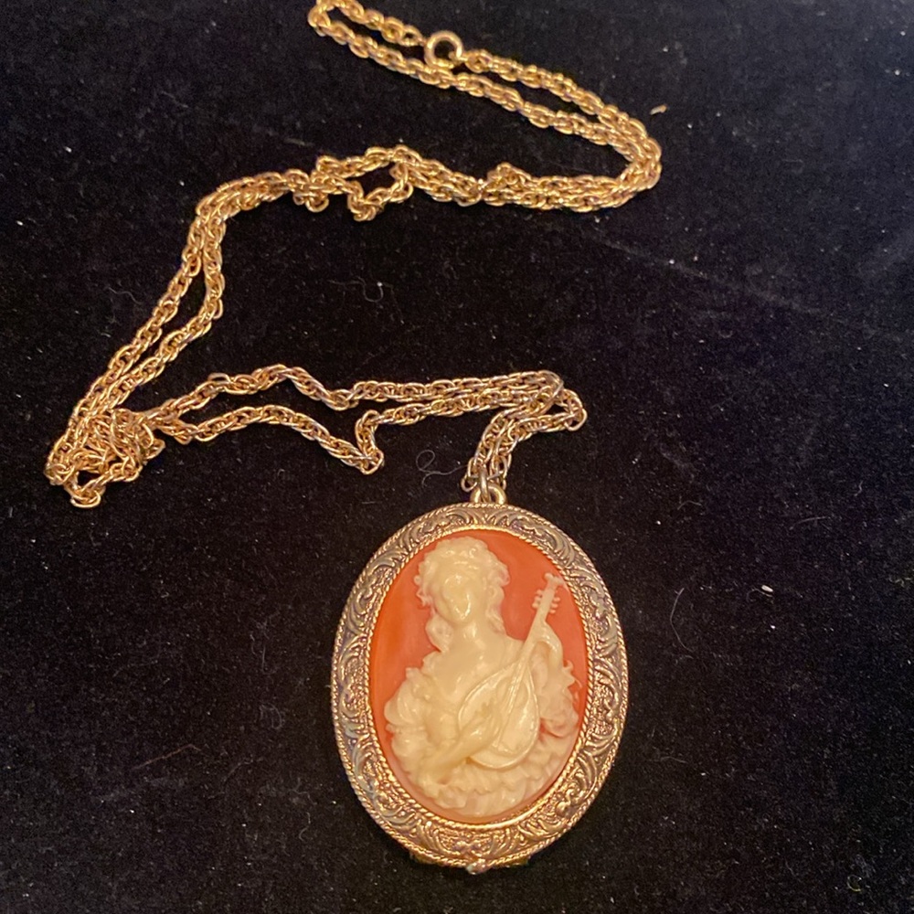 Vintage Resin Cameo Locket by Corday with Fragrance